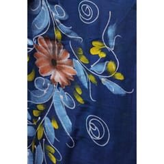 Tisser Khadi Hand-painted Saree with Attached Blouse Piece (Blue)