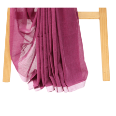 Tisser Handloom Mulmul Saree with Attached Blouse Piece (Purple/white)