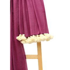 Tisser Handloom Mulmul Saree with Attached Blouse Piece (Purple/white)