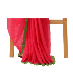 Tisser Handloom Mulmul Saree with Attached Blouse Piece (Aboli/Green)