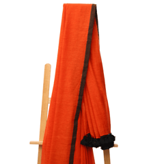 Tisser Handloom Mulmul Saree with Attached Blouse Piece (Orange/Black)