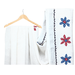 Tisser Applique Linen Saree with Attached Blouse Piece