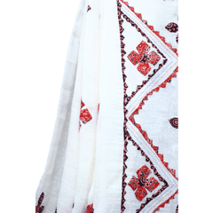 Tisser Applique Linen Saree with Attached Blouse Piece