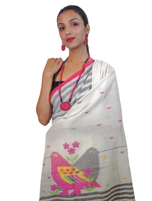 Tisser Tant Jamdani Handwooven Saree with Attached Blouse Piece