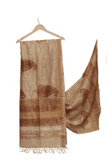 Tussar Silk Handwoven Block Print Dupatta (Zari Lining)