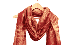 Tussar Silk Handwoven Block Print Dupatta (Zari Lining)