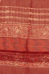 Tussar Silk Handwoven Block Print Dupatta (Zari Lining)