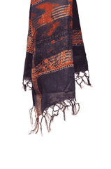 Tussar Ghicha Border Silk Handwoven Block Print Dupatta (Dark denim)