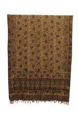 Tussar Ghicha Border Silk Handwoven Block Print Dupatta (Dusty Brown)