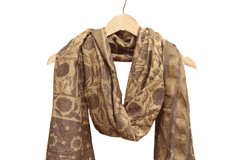 Tussar Ghicha Border Silk Handwoven Block Print Dupatta (Dusty Brown)