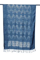 Tussar Ghicha Border Shibori Silk Tie & Dye Dupatta (Bleached denim)