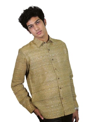 Tisser Hand-Block Print Gidcha Silk Men's Shirt