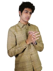 Tisser Hand-Block Print Gidcha Silk Men's Shirt