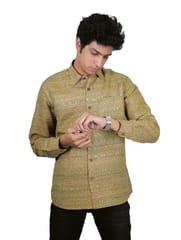 Tisser Hand-Block Print Gidcha Silk Men's Shirt